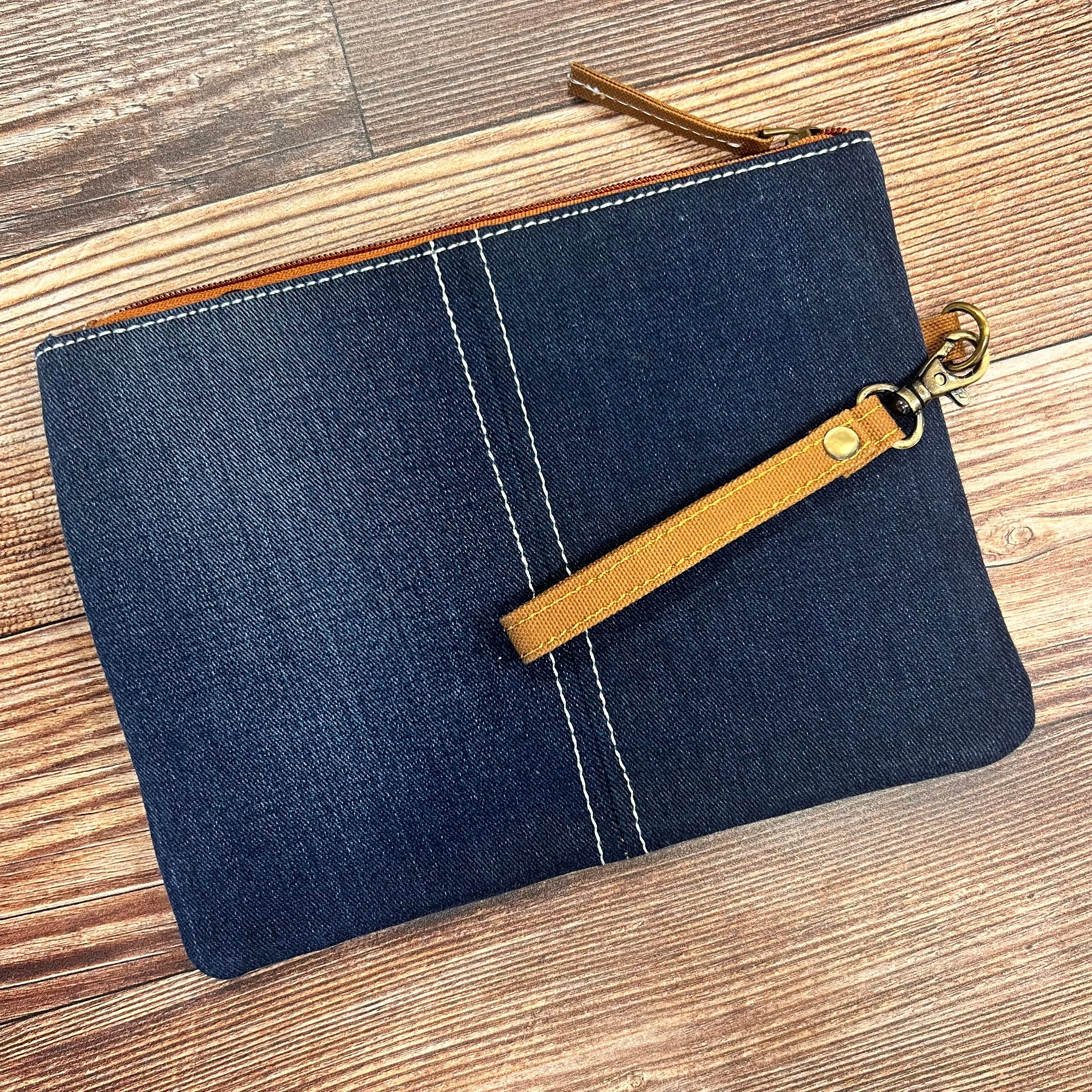 Vann & Co. - Denim Diagonal Wristlet Pouch