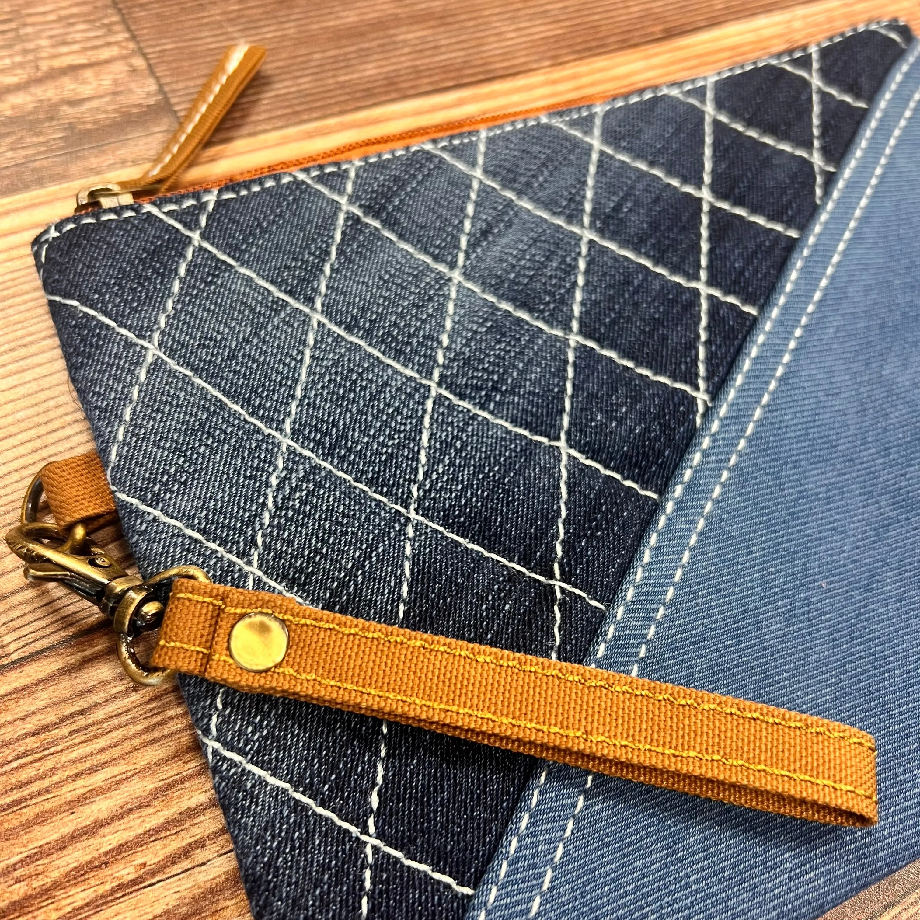 Vann & Co. - Denim Diagonal Wristlet Pouch