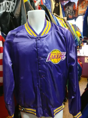 Vintage 80s LOS ANGELES LAKERS NBA Purple Chalk Line Nylon Jacket XL