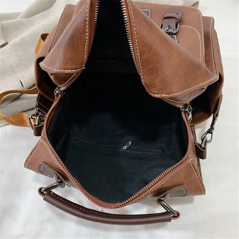 Vintage PU Leather Retro Backpack