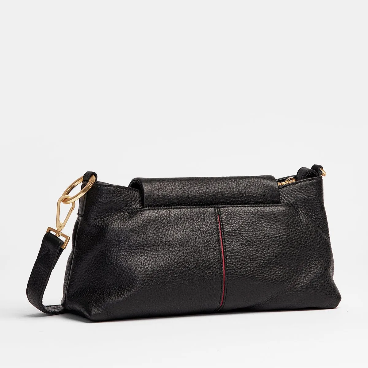 VIP SATCHEL - Black/Brushed Gold Red Zip