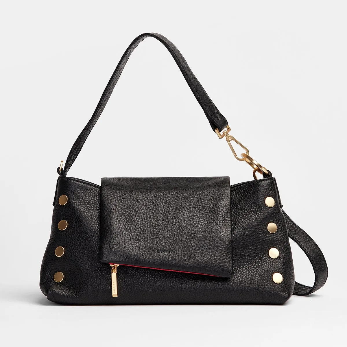 VIP SATCHEL - Black/Brushed Gold Red Zip