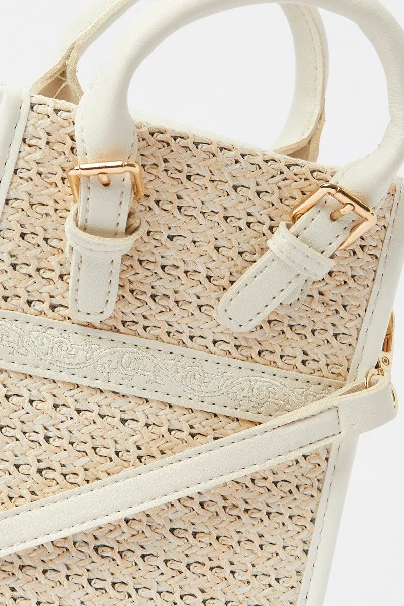 White Crochet Crossbody Bag with Handle