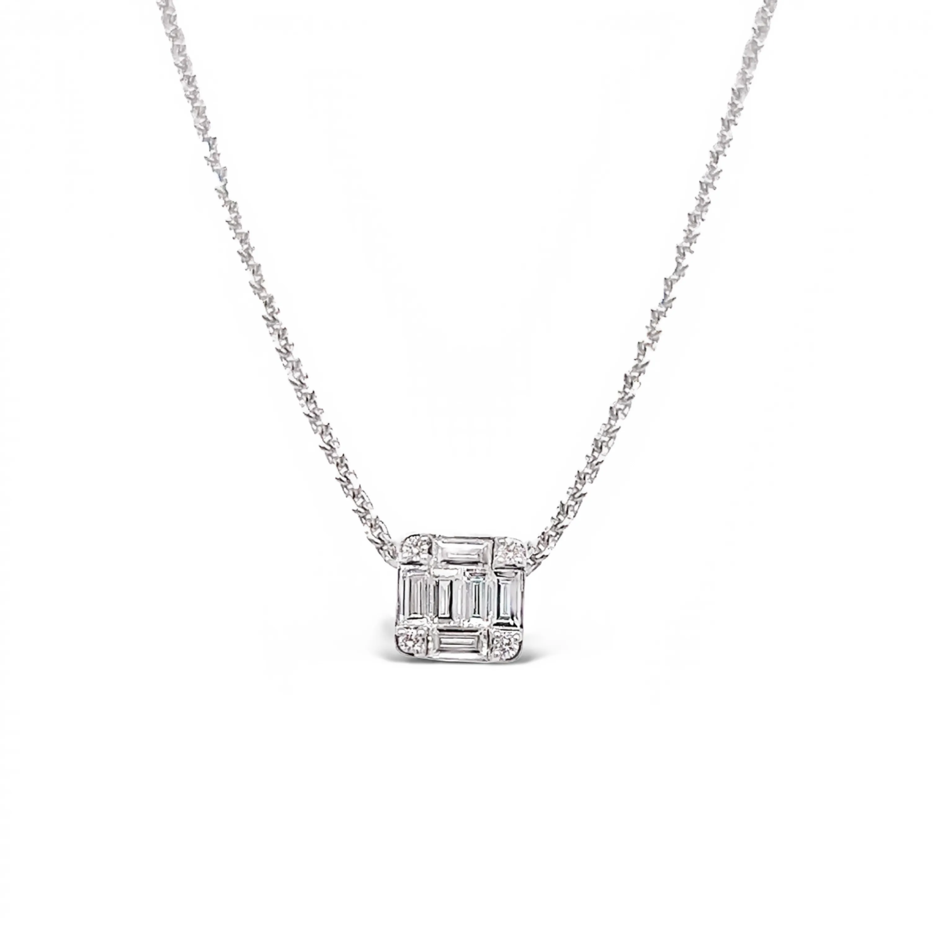 White Gold Diamond Baguette Pendant