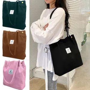 Women Corduroy Shopping Tote Bags