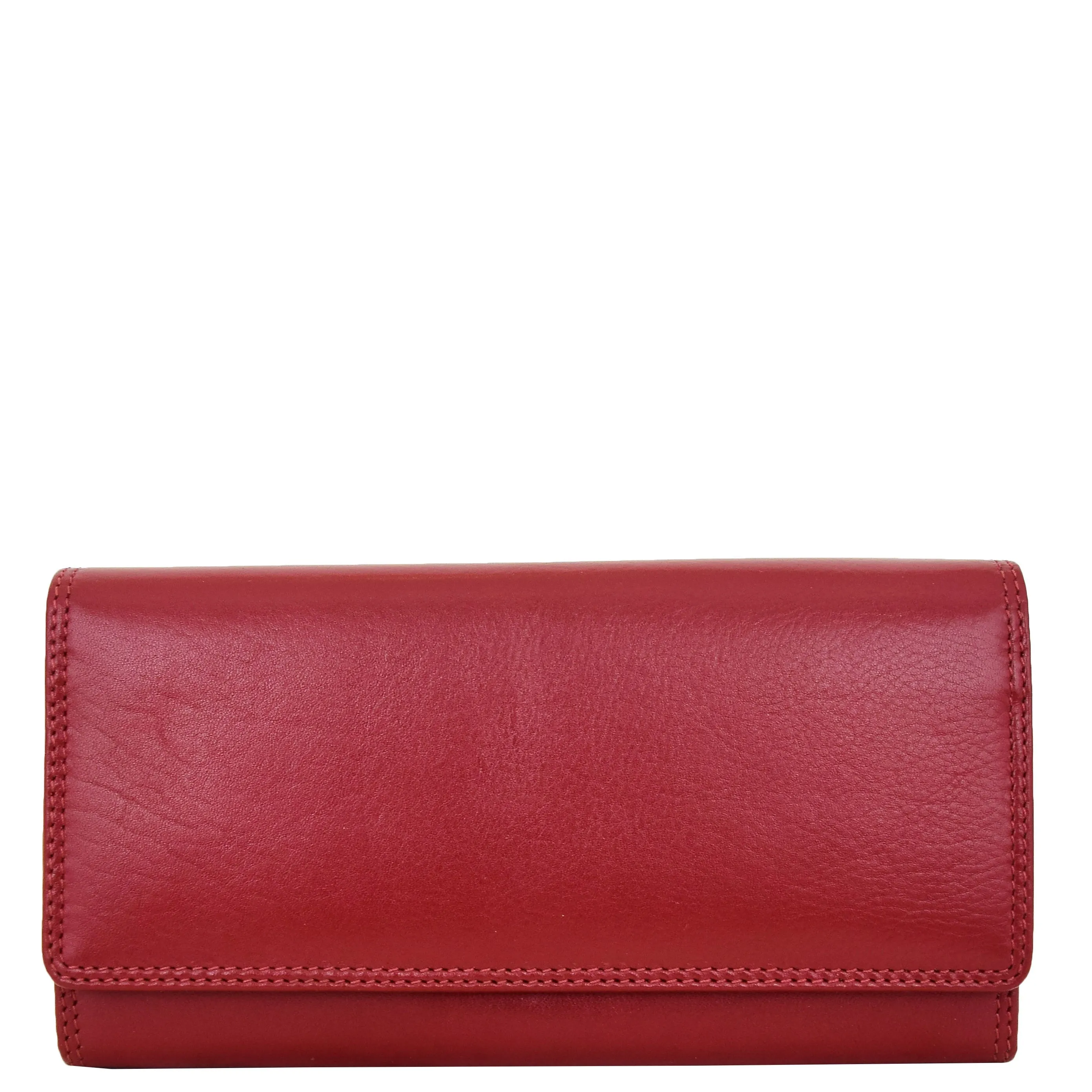 Womens Soft Leather Clutch Purse Envelope Style Wallet AVT3 Red