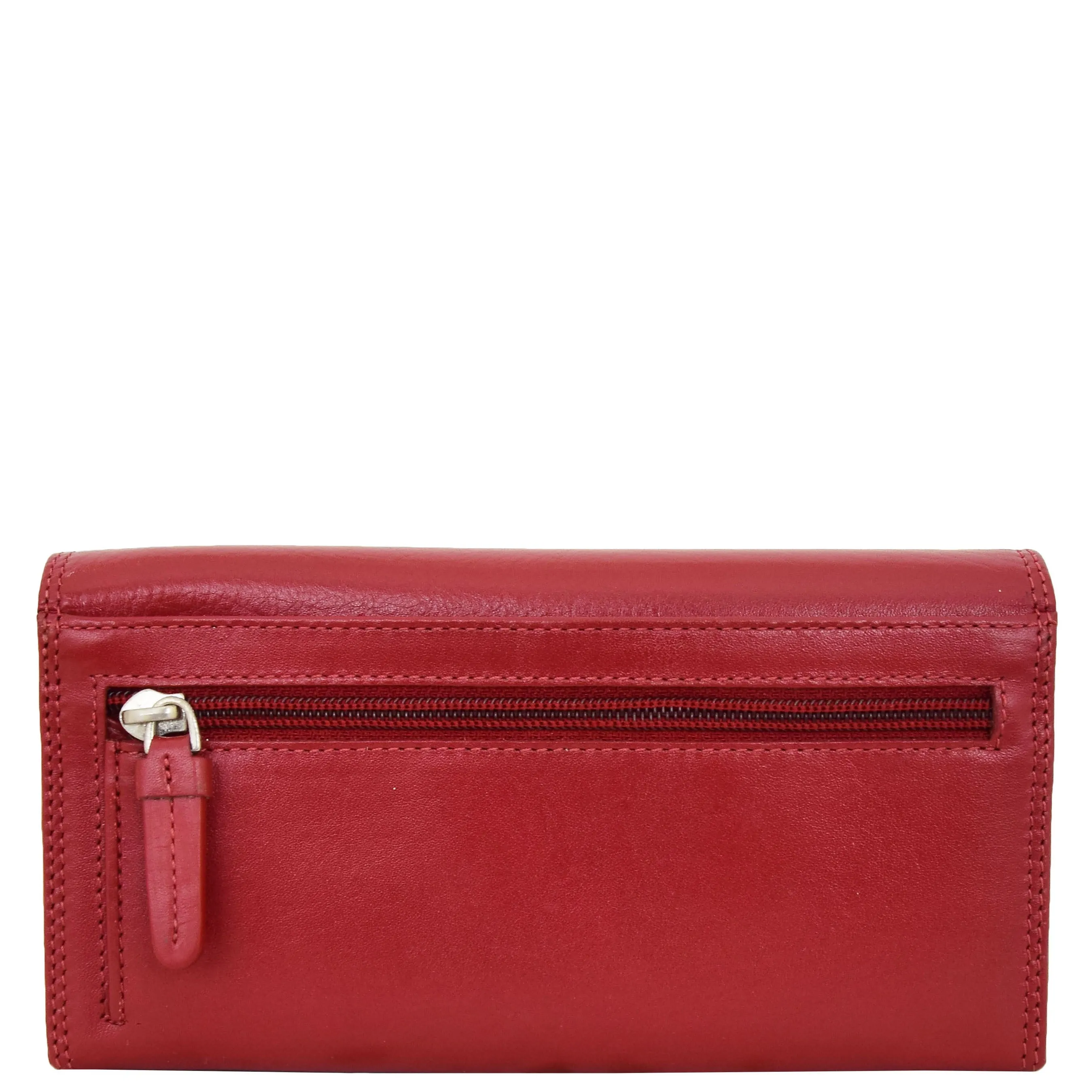 Womens Soft Leather Clutch Purse Envelope Style Wallet AVT3 Red