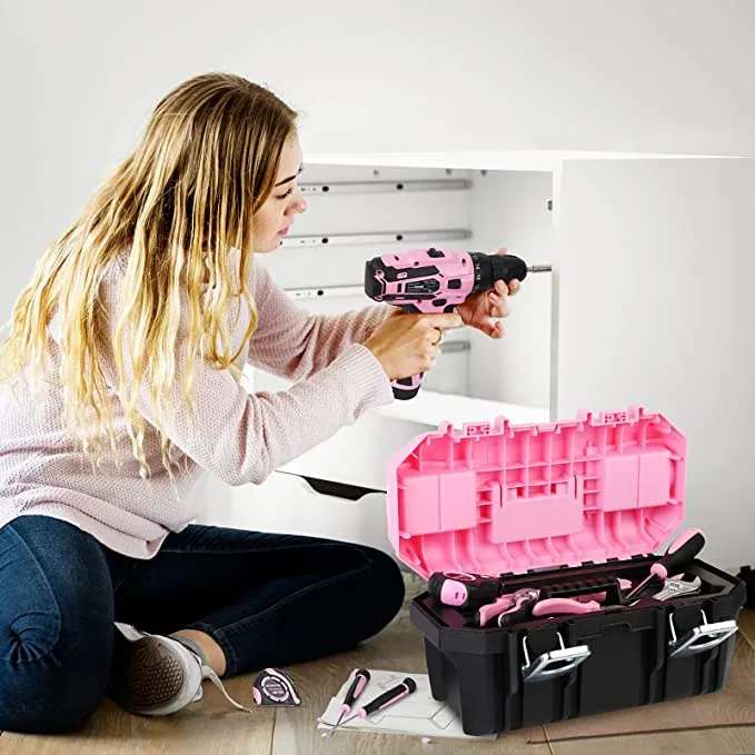 WORKPRO - #‎W083058A - 16-inch Tool Box, Pink Plastic Toolbox with Metal Latch and Removable Tray