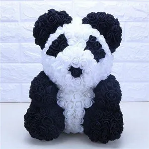 XL Panda Teddy with Heart-Shaped Enchanted Rose (2 Designs)