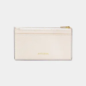 Zipped Coin Purse & Card Holder, Ivory Exedra Leather